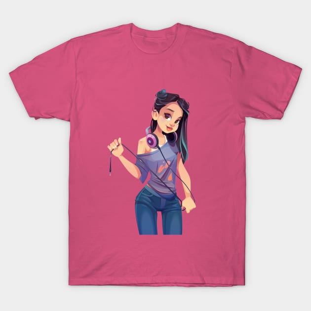 Cute and sexy modern cartoon anime girl T-Shirt by Clicky Commons